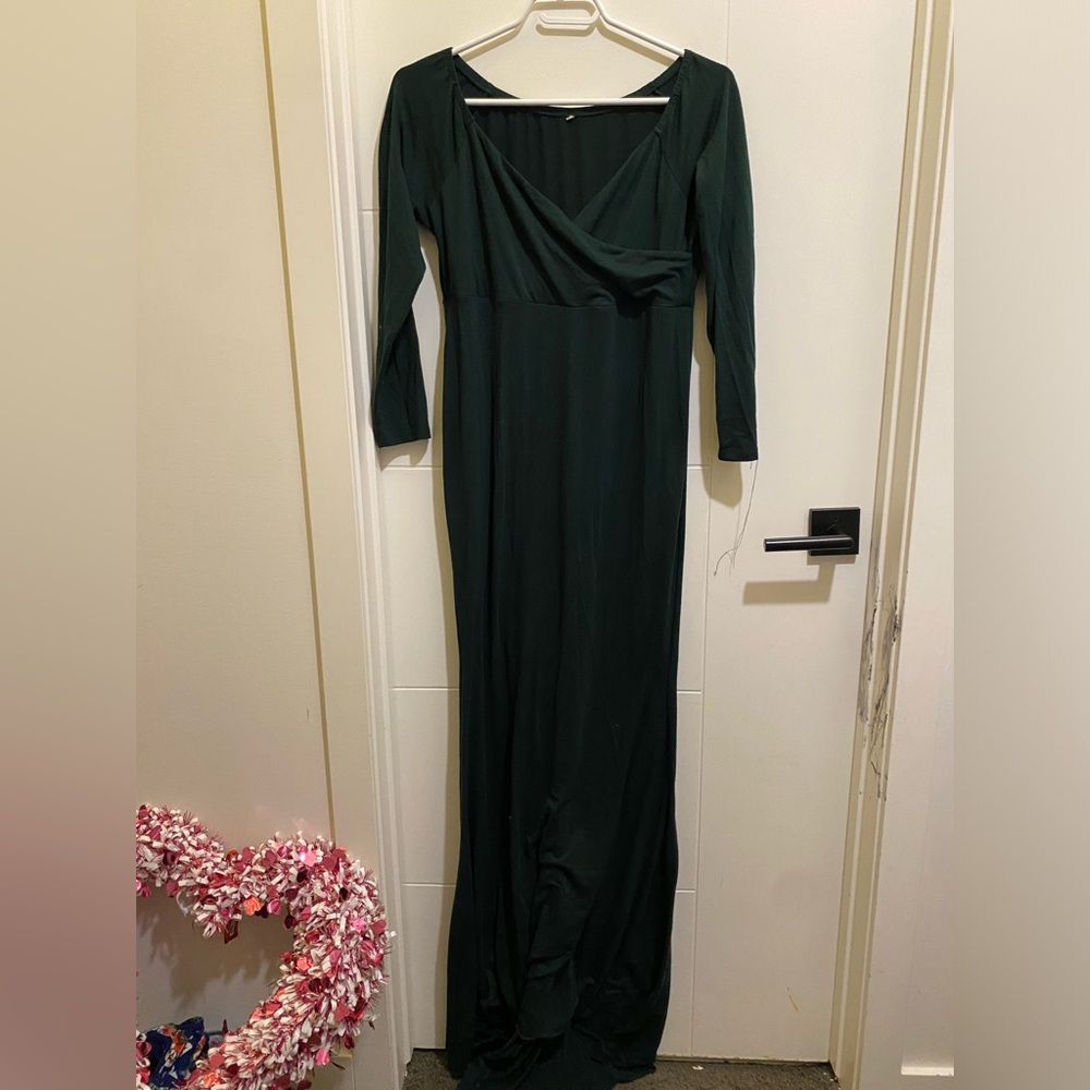 Maternity dress Elegant Dark Green Maxi Dress